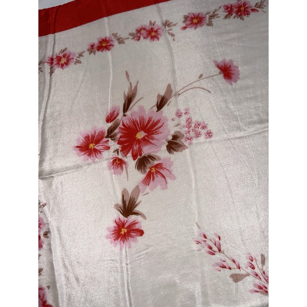 Vtg Silk Scarf Hand Rolled Hem Hand Printed Floral China‎ 27.5x30 Double Peach - Picture 4 of 16